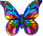 Colorful butterfly-shaped stained glass on a white background