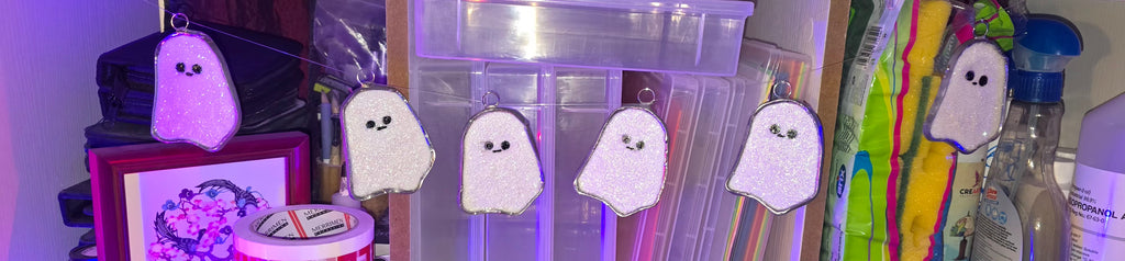 Stained Glass Glitter Ghost on String