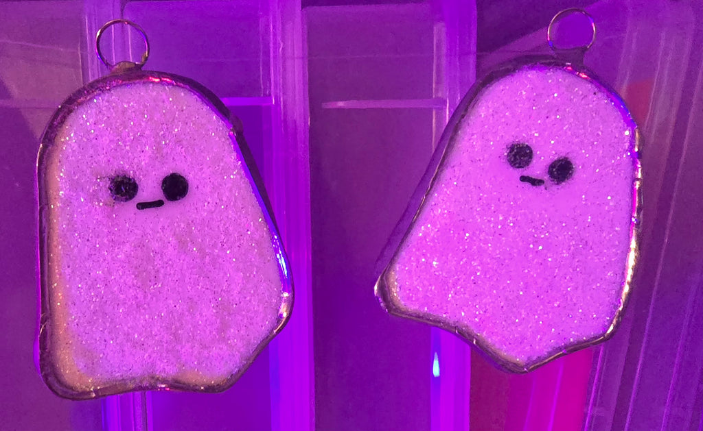 Stained Glass Glitter Ghost on String